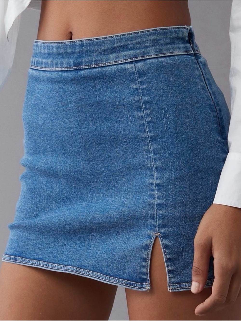 AE Denim Mini Skort with Front Slit